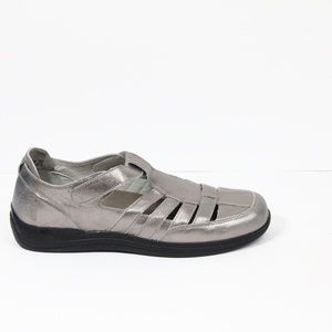 Drew Ginger Shoes sz 12 Women Fisherman Comfort Flat Metallic Leather